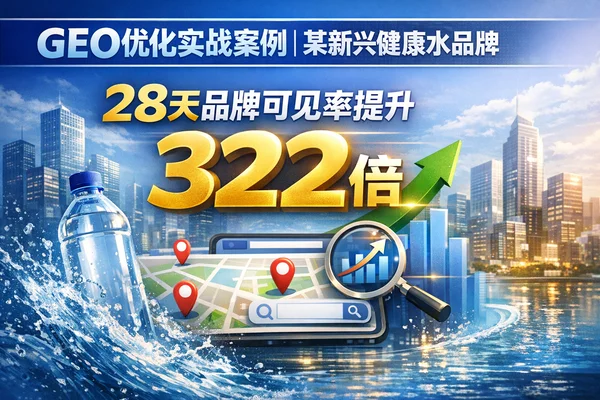 GEO优化实战案例｜某新兴健康水品牌28天品牌可见率提升322倍